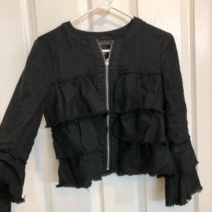 INC petite ruffle jacket